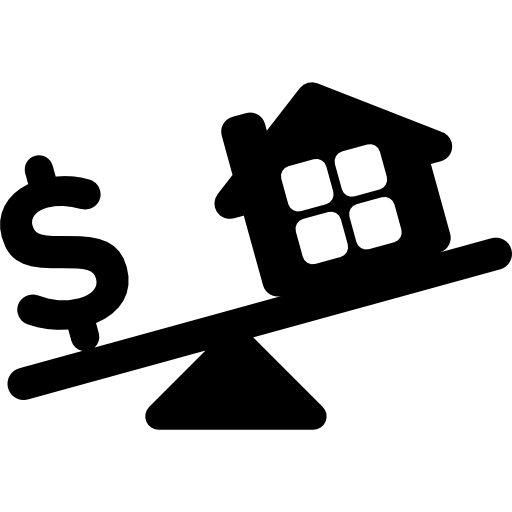 House and dollar sign in weighing scale